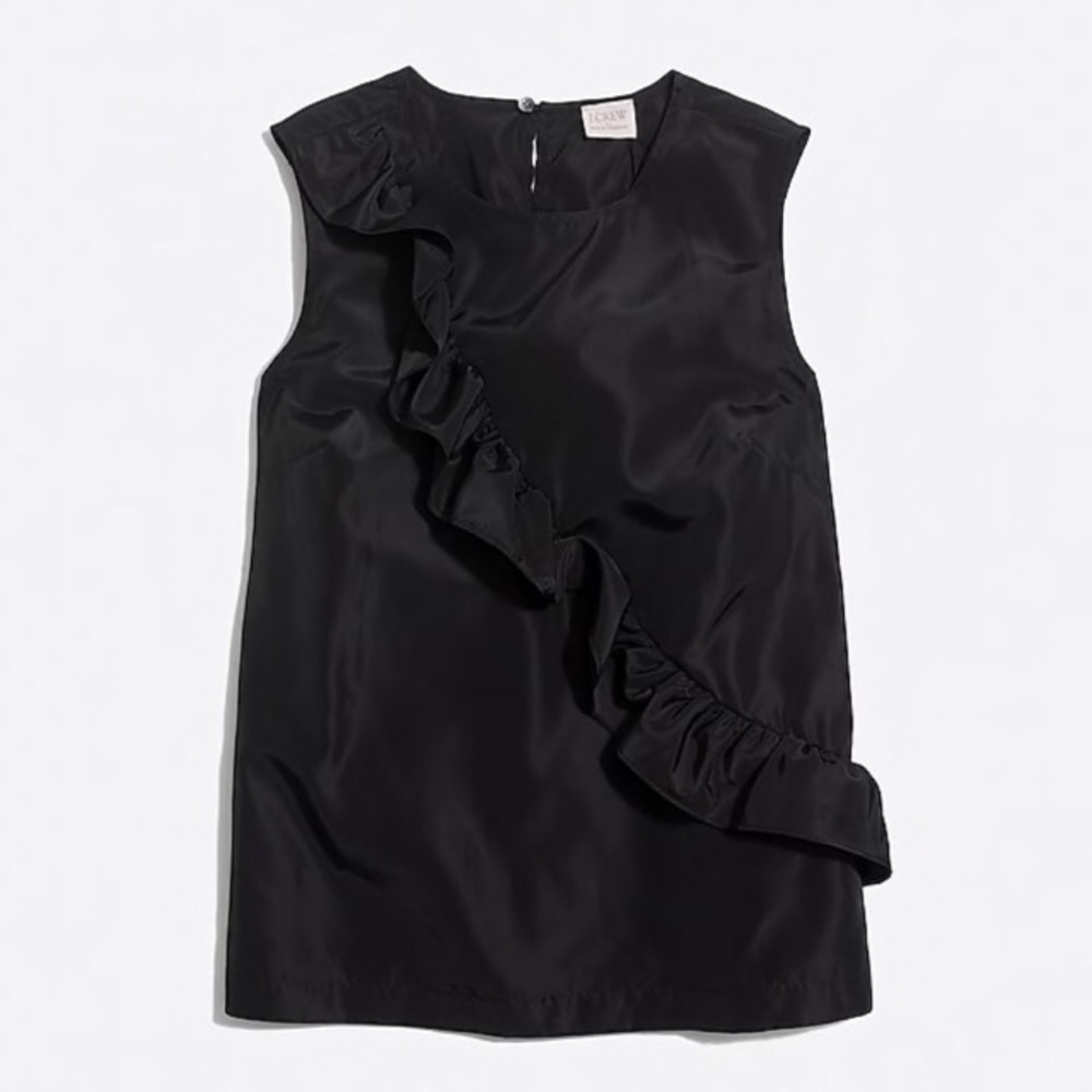 J crew Diagonal ruffle-front tank top size 4 black